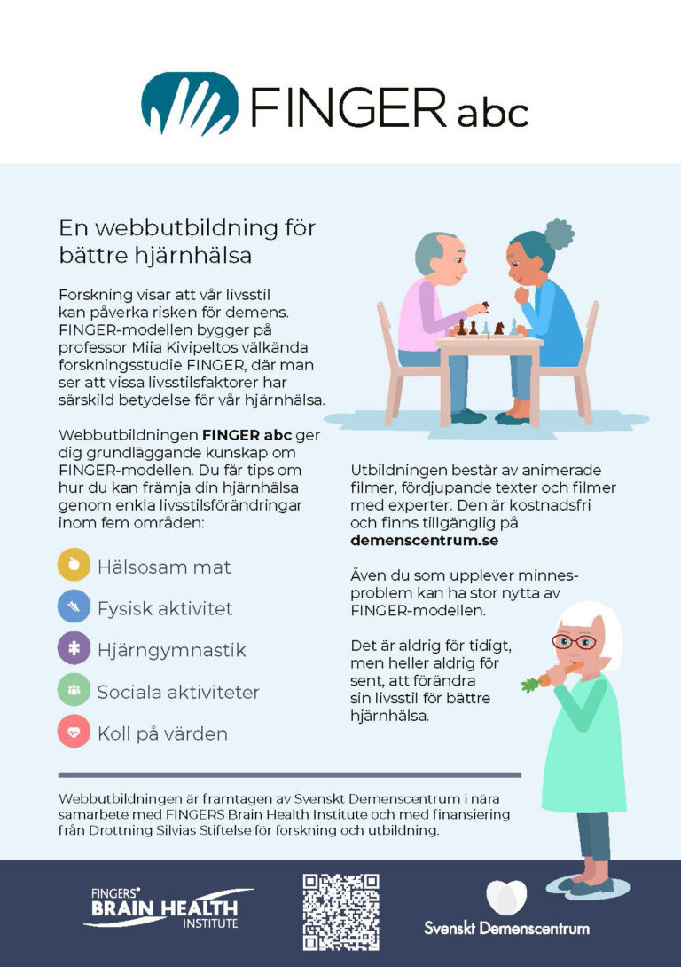 Bild som visar informationsbladet om webbutbildningen FINGER abc.